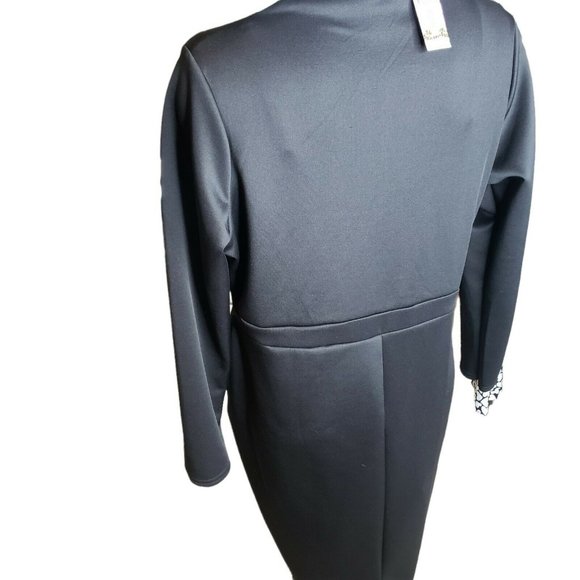 Boohoo Women's Deep Square Neck Plunge Midi Dress, Black Plus Size 18 - Picture 3 of 5